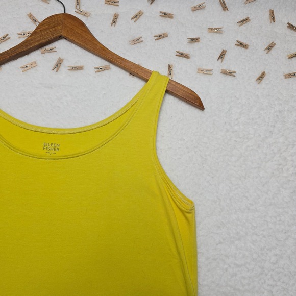 Eileen Fisher Yellow Organic Cotton Lycra Tank Top Women's Size S Sleeveless - Picture 4 of 12